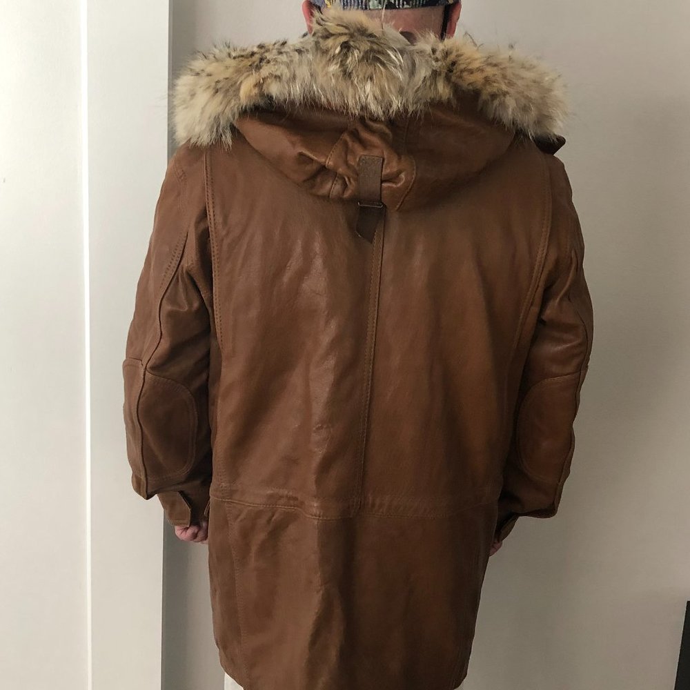Marc Andrew leather/hooded coat